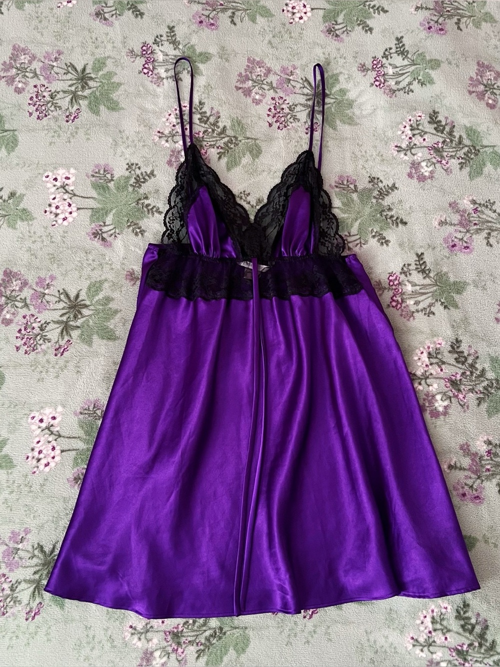 Vintage Victoria’s Secret Y2K Royal Purple Lace Babydoll Cami Tank 💜🖤